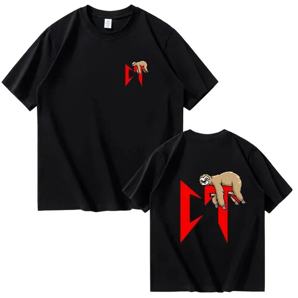Singer Natanael Cano Amor Tumbado Sloth Print Hip Hop Streetwear Casual T-Shirt for Men and Women